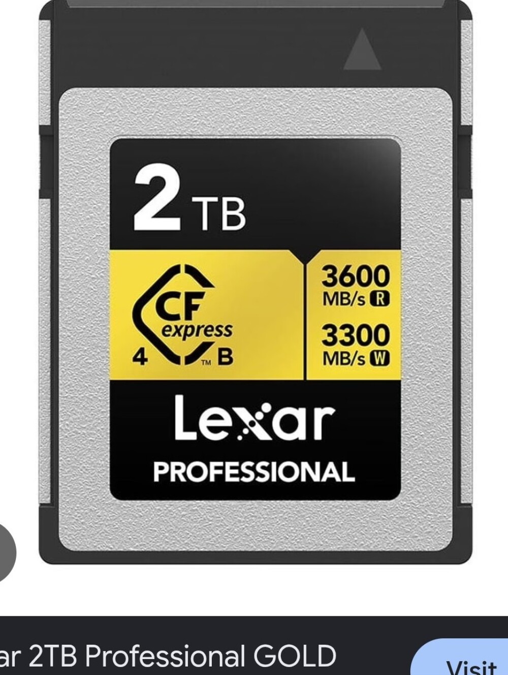 Professional 2TB CFexpress Type B Memory Card - Silver & Black